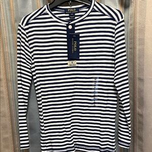 Polo by Ralph Lauren Kids Navy and White Striped Long Sleeve Tee